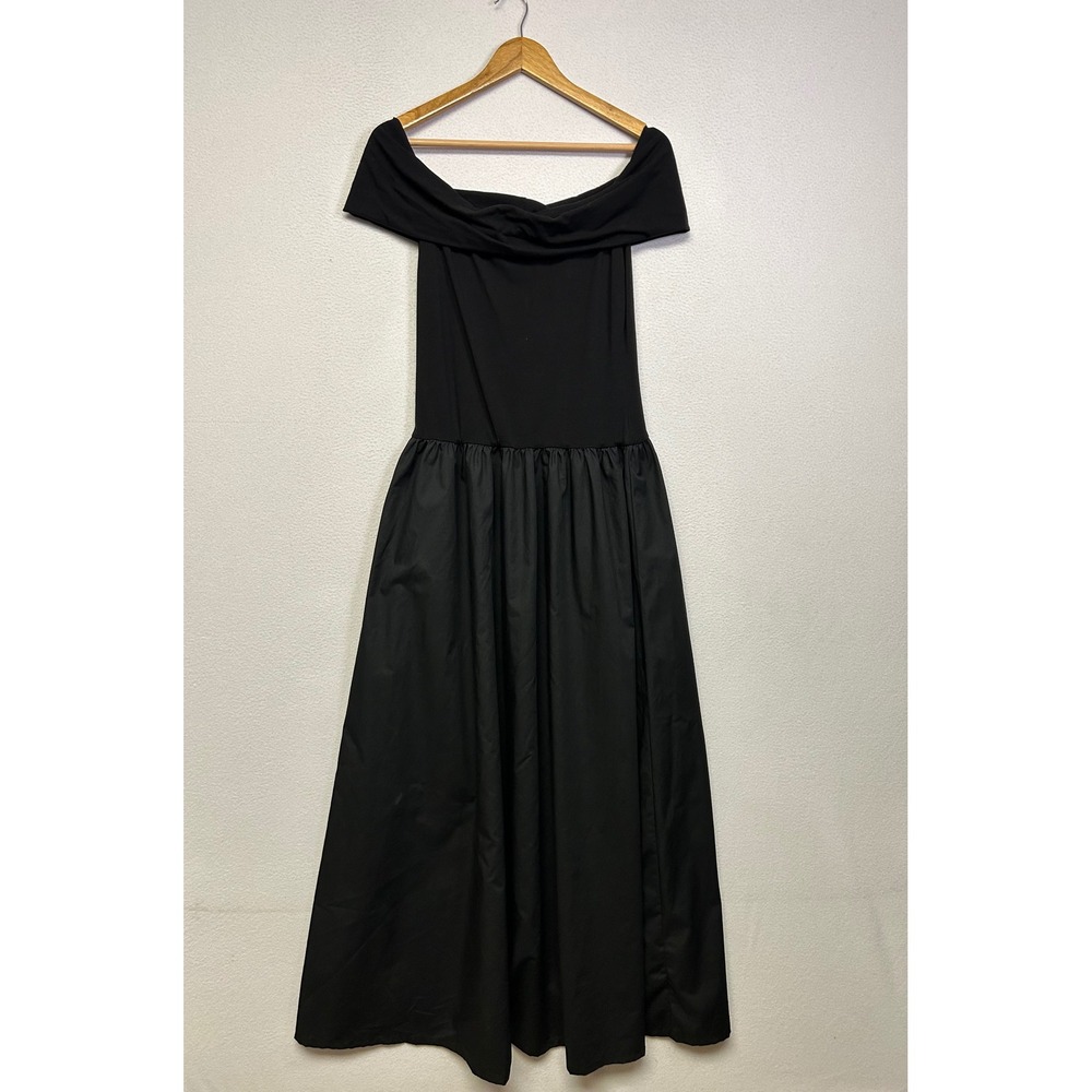 Gothic Minimalist Fashion Nova Women XL Black Alice Poplin Off Shoulder Dress